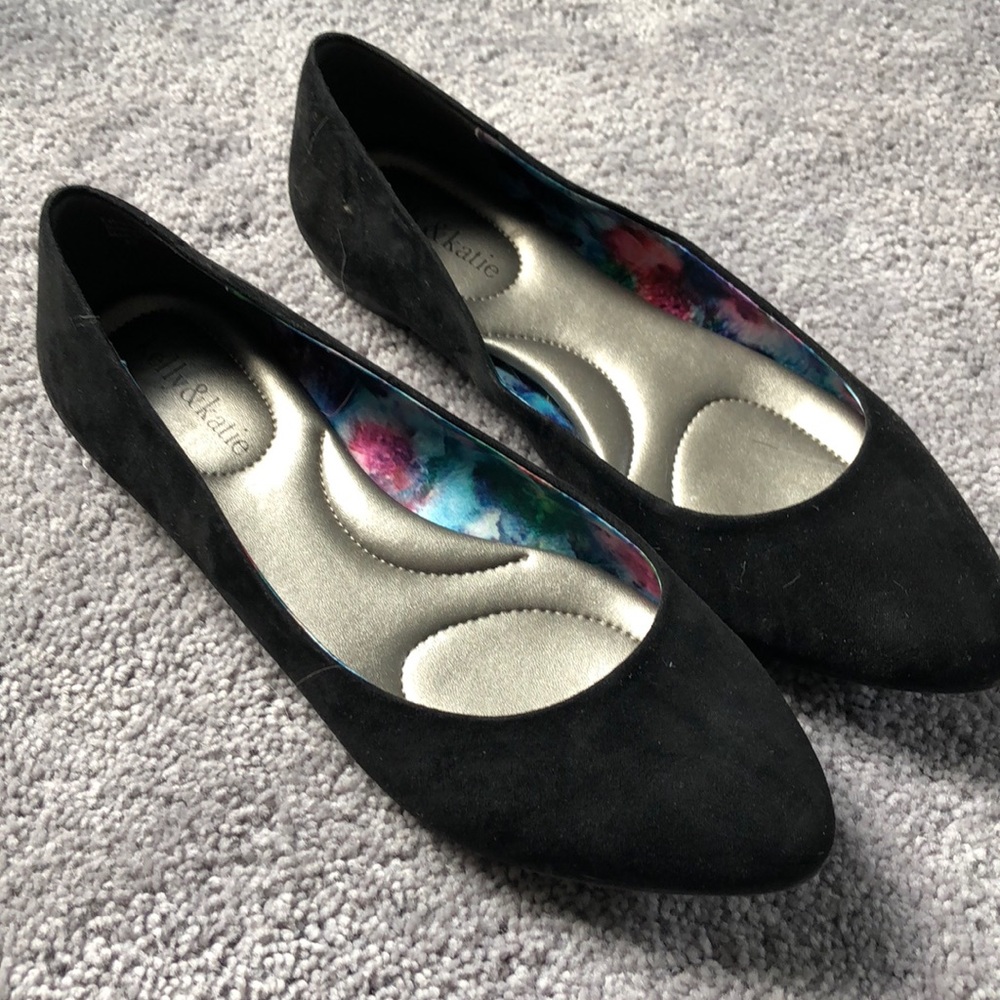 Black suede flats